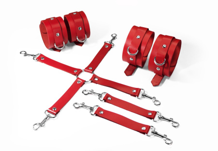 фото Набор Feral Feelings BDSM Kit 3 Red, наручники, поножи, коннектор SO8270