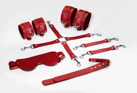 фото Набор Feral Feelings BDSM Kit 5 Red, наручники, поножи, коннектор, маска, паддл SO8273