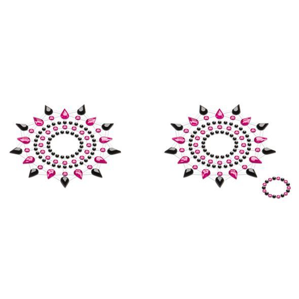 купить Пэстис из кристаллов Petits Joujoux Gloria set of 2 - Black/Pink, украшение на грудь