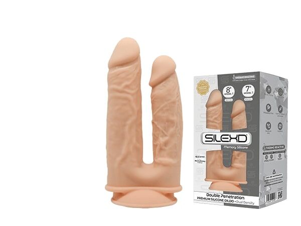 купить Фаллоимитатор двойной SilexD Double Gusto Flesh (Model 1 size 8" & 7"), двухслойный, силикон + Silex