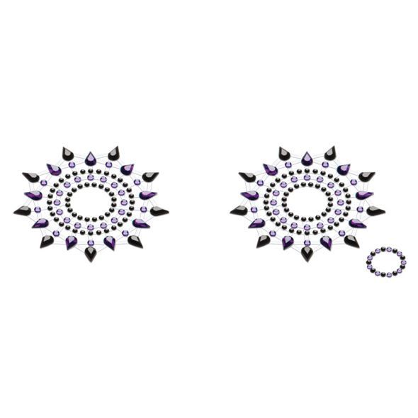 купить Пэстис из кристаллов Petits Joujoux Gloria set of 2 - Black/Purple, украшение на грудь