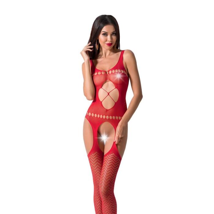 купить Бодистокинг Passion BS057 red, комбинезон, имитация чулок и пояса