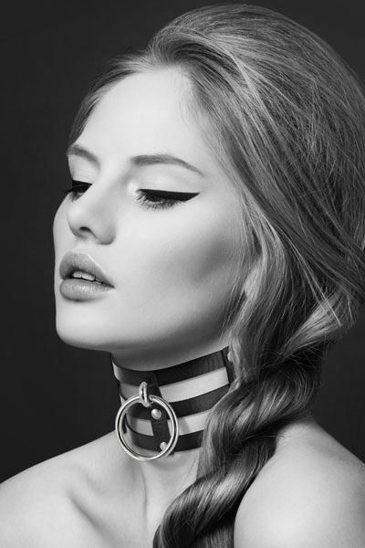 купить Чокер тройной с кольцом для поводка Bijoux Pour Toi - FETISH, экокожа