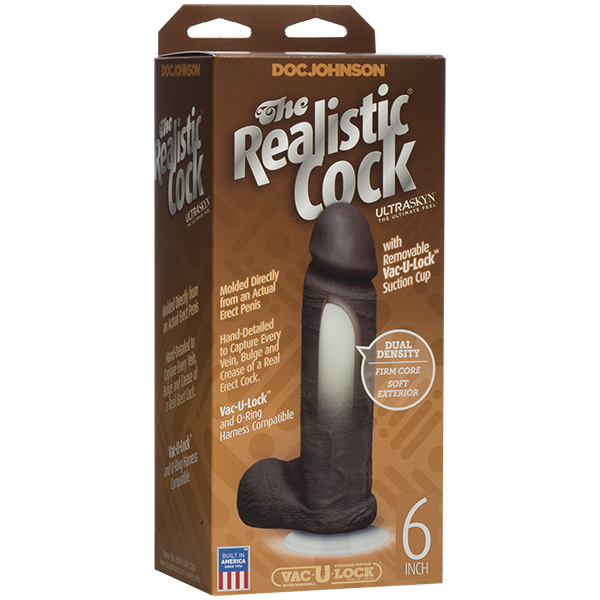 купить Фаллоимитатор Doc Johnson The Realistic Cock 6 inch Black - ULTRASKYN, Vac-U-Lock, диаметр 4,3см