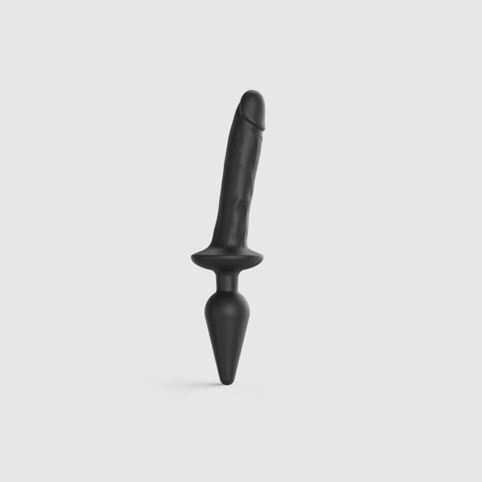 купити Анальна пробка з дилдо 2в1 Strap-On-Me SWITCH PLUG-IN REALISTIC DILDO Black L, діаметр 4,5/3,4 см