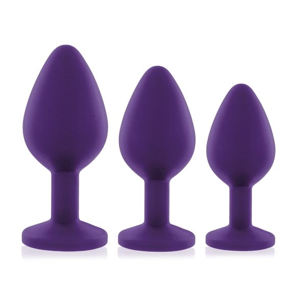 купить Набор анальных пробок с кристаллом Rianne S: Booty Plug Set Purple, диаметр 2,7см, 3,5см, 4,1см