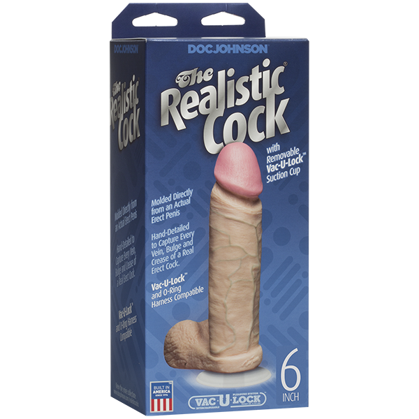 купить Фаллоимитатор Doc Johnson The Realistic Cock 6 inch White - PVC, Vack-U-Lock, диаметр 4,3см