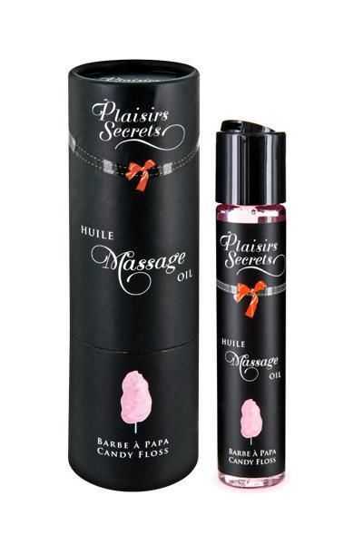 купить Массажное масло Plaisirs secrets Candy Floss (59 мл) с афродизиаками, съедобное, подарочная упаковка