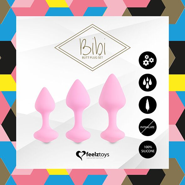 купить Набор силиконовых анальных пробок FeelzToys - Bibi Butt Plug Set 3 pcs Pink