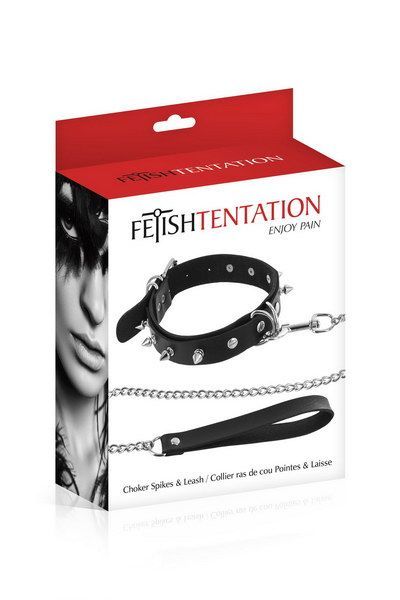 купить Ошейник с шипами и с поводком Fetish Tentation Spikes and Leash