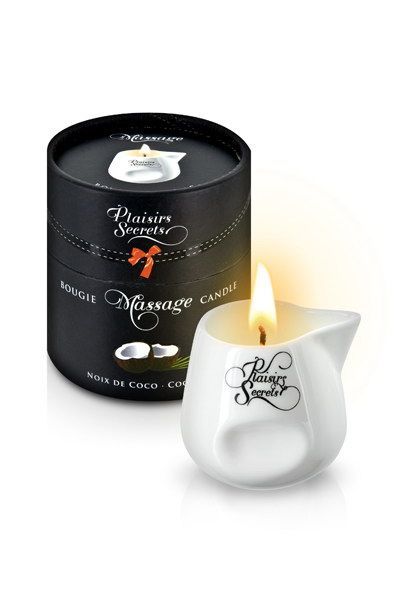 купить Массажная свеча Plaisirs Secrets Coconut (80 мл) подарочная упаковка, керамический сосуд