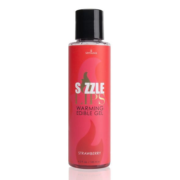купить Согревающий массажный гель Sensuva - Sizzle Lips Strawberry (125 мл), без сахара, съедобный