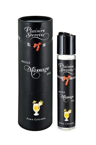 купить Массажное масло Plaisirs Secrets Pina Colada (59 мл) с афродизиаками, съедобное, подарочная упаковка