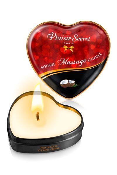 купить Массажная свеча сердечко Plaisirs Secrets Coconut (35 мл)