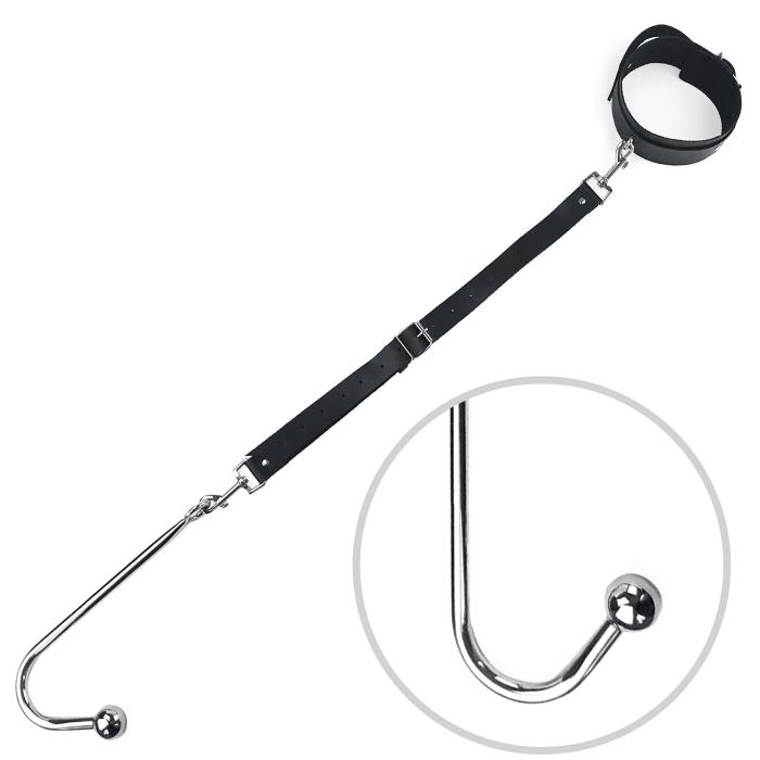 купить Анальный крюк 2 с ошейником из натуральной кожи Art of Sex - Anal hook, Черный