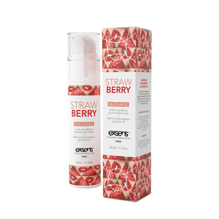 купити Масажна олія EXSENS Strawberry 50 мл розігрівальна, без цукру, без парабенів, їстівна