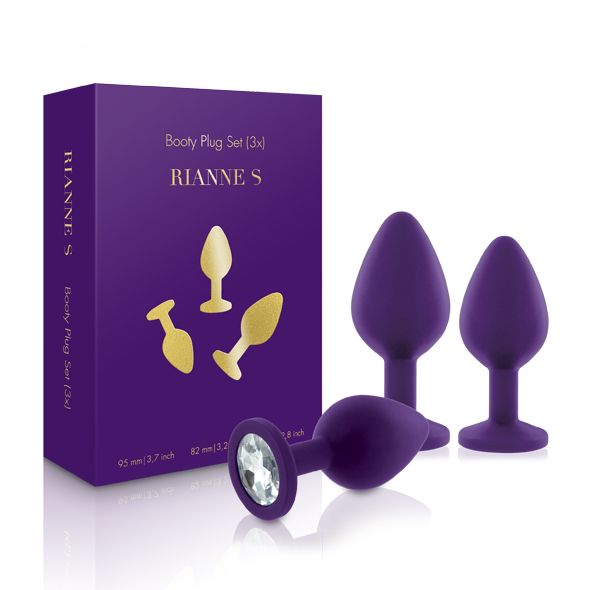 купить Набор анальных пробок с кристаллом Rianne S: Booty Plug Set Purple, диаметр 2,7см, 3,5см, 4,1см