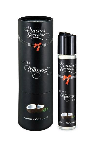 купить Массажное масло Plaisirs Secrets Coconut (59 мл) с афродизиаками, съедобное, подарочная упаковка