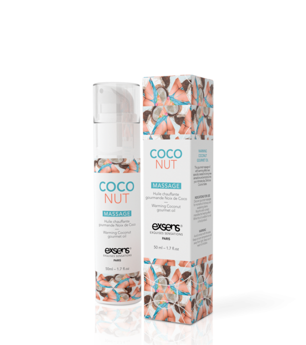 купити Масажна олія EXSENS Coconut 50 мл розігріває, без цукру, без парабенів, їстівне