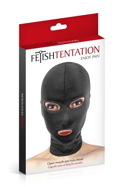 купить Капюшон для БДСМ с открытыми глазами и ртом Fetish Tentation Open Mouth and Eyes Hood