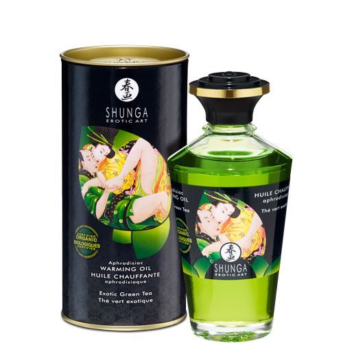 купить Органическое cогревающее масло Shunga Aphrodisiac Warming Oil - Exotic green tea (100 мл) без сахара