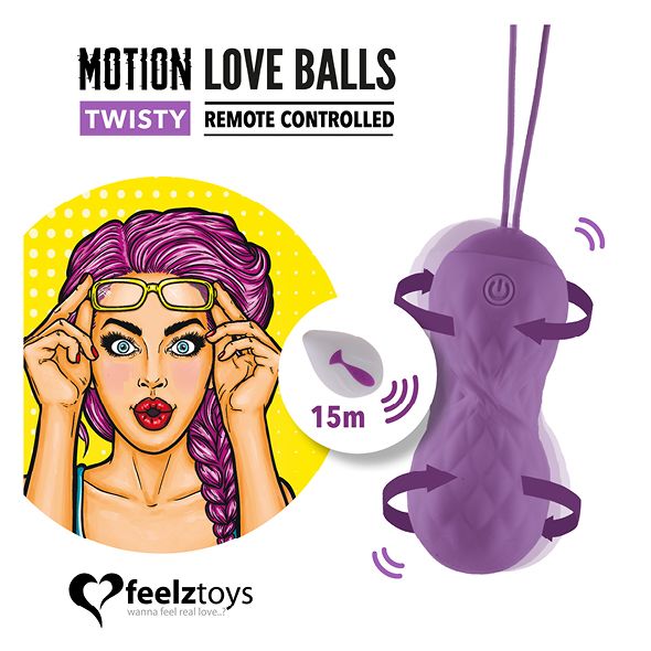 купить Вагинальные шарики с массажем и вибрацией FeelzToys Motion Love Balls Twisty с пультом ДУ, 7 режимов