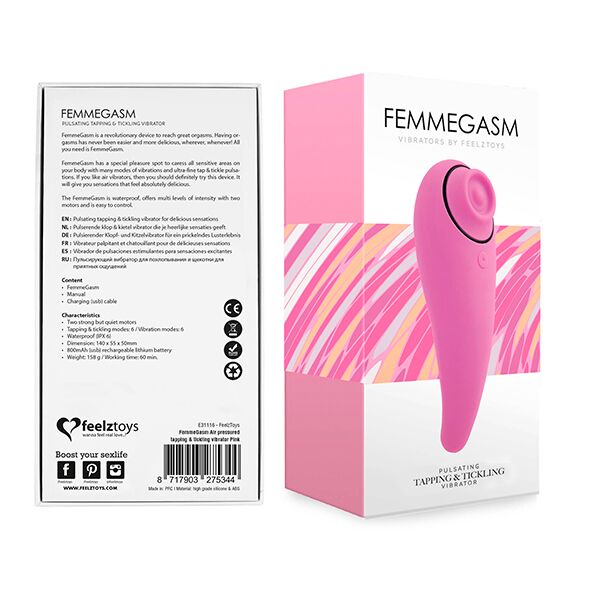 купить Пульсатор для клитора плюс вибратор FeelzToys - FemmeGasm Tapping & Tickling Vibrator Pink