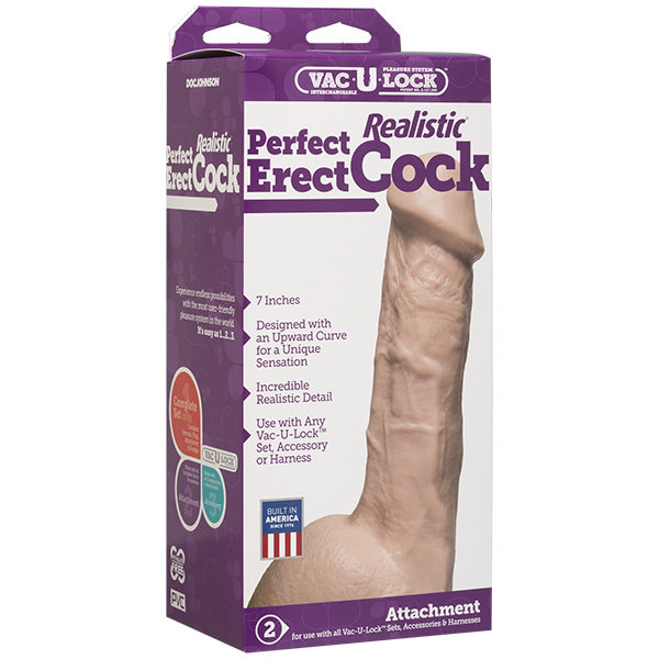 купить Фаллоимитатор Doc Johnson - 7 Inch Perfect Erect Cock, диаметр 3,8см, большая головка, Vac-U-Lock