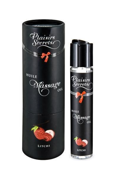 купить Массажное масло Plaisirs Secrets Litchi (59 мл) с афродизиаками, съедобное, подарочная упаковка