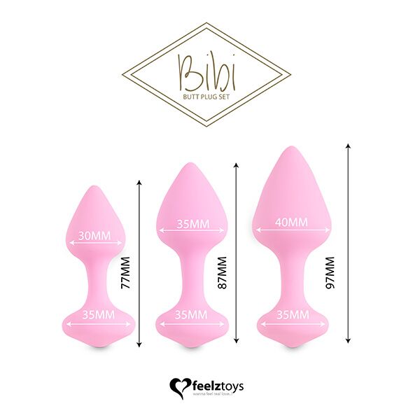 купить Набор силиконовых анальных пробок FeelzToys - Bibi Butt Plug Set 3 pcs Pink