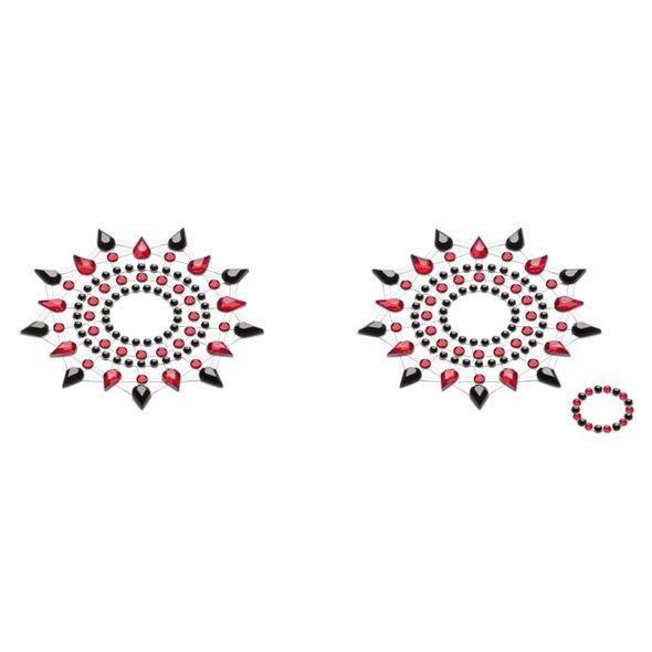 купить Пэстис из кристаллов Petits Joujoux Gloria set of 2 - Black/Red, украшение на грудь