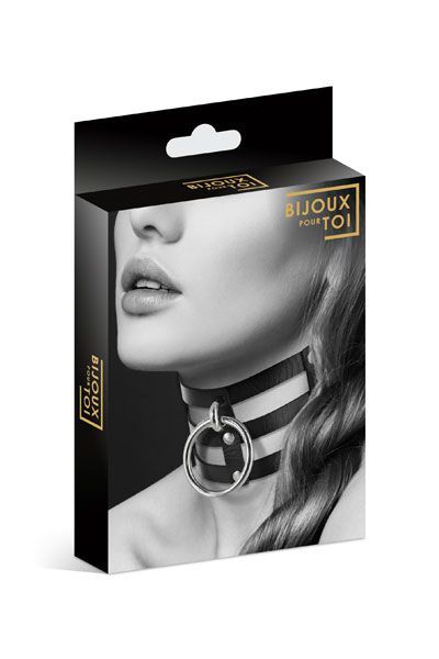 купить Чокер тройной с кольцом для поводка Bijoux Pour Toi - FETISH, экокожа