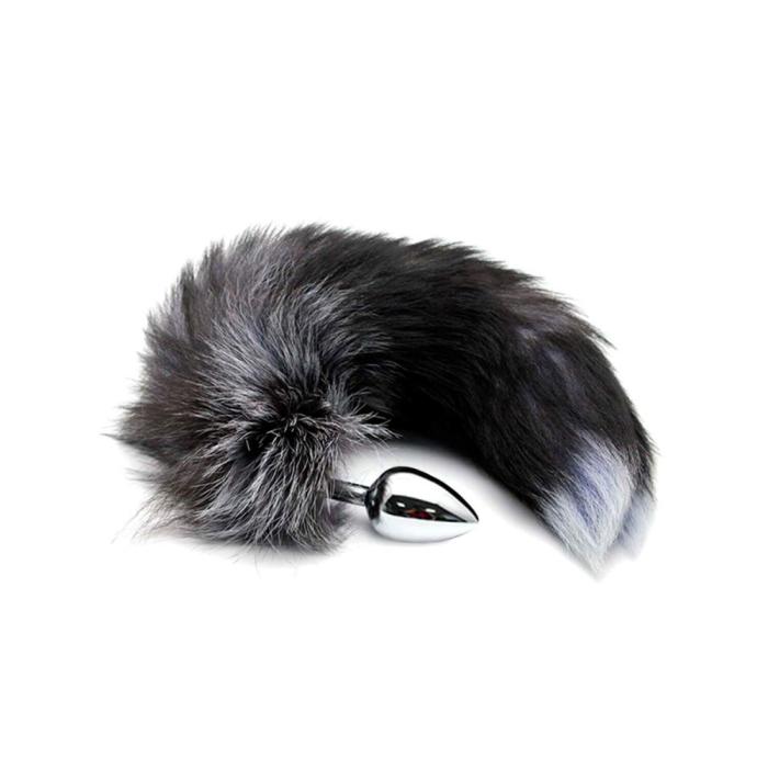 купить Металлическая анальная пробка Лисий хвост Alive Black And White Fox Tail S, диаметр 2,9 см