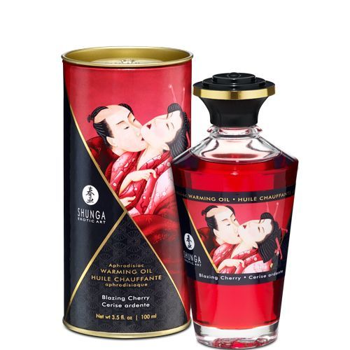 купить Разогревающее масло Shunga Aphrodisiac Warming Oil - Blazing Cherry (100 мл) без сахара, вкусный