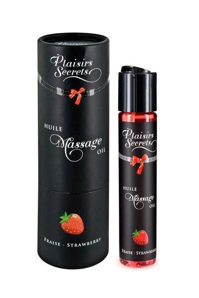 купить Массажное масло Plaisirs Secrets Strawberry (59 мл) с афродизиаками, съедобное, подарочная упаковка