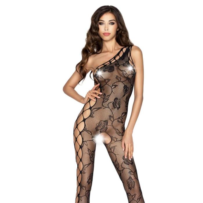 купить Бодистокинг Passion BS036 black, комбинезон, лямочка через одно плечо