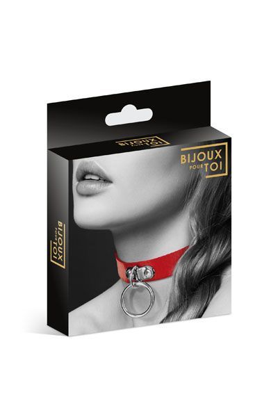 купить Чокер с кольцом для поводка Bijoux Pour Toi - FETISH Red, экокожа