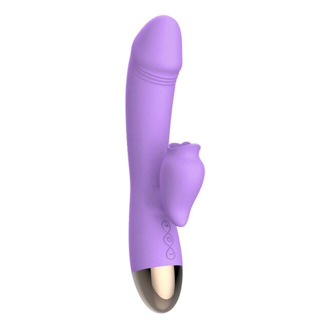 Вібратор-кролик з підігрівом і пустотливим язичком для клітора Leten Wonderful Purple