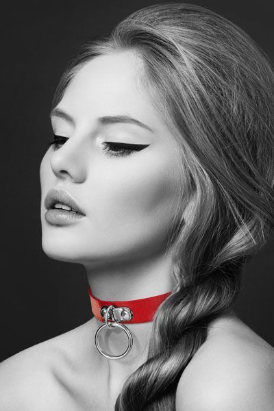 купить Чокер с кольцом для поводка Bijoux Pour Toi - FETISH Red, экокожа