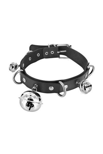 купить Ошейник c бубенцами Fetish Tentation Choker Bells, экокожа