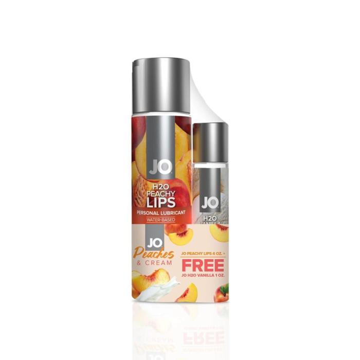 купить Комплект вкусовых лубрикантов System JO GWP — Peaches & Cream — Peachy Lips 120 мл & H2O Vanilla 30