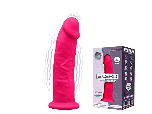 купить Фаллоимитатор с вибрацией SilexD Henry Vibro Pink (MODEL 2 size 7in), двухслойный, диаметр 4,4 см