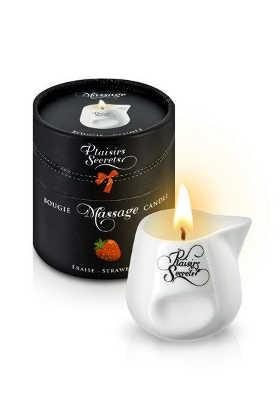 купить Массажная свеча Plaisirs Secrets Strawberry (80 мл) подарочная упаковка, керамический сосуд