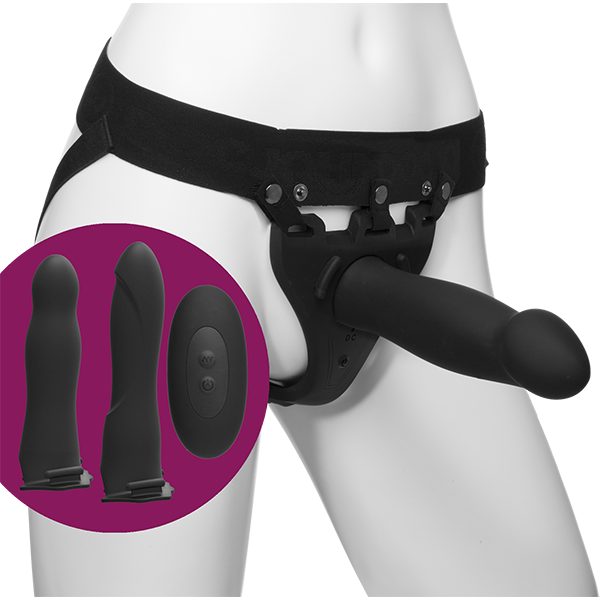 купить Набор для страпона с вибрацией Doc Johnson Body Extensions - BE Naughty - Black