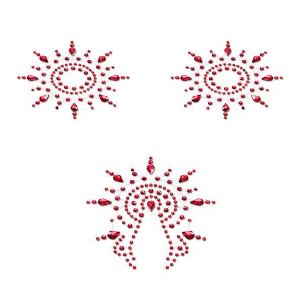 купить Пэстис из кристаллов Petits Joujoux Gloria set of 3 - Red, украшение на грудь и вульву