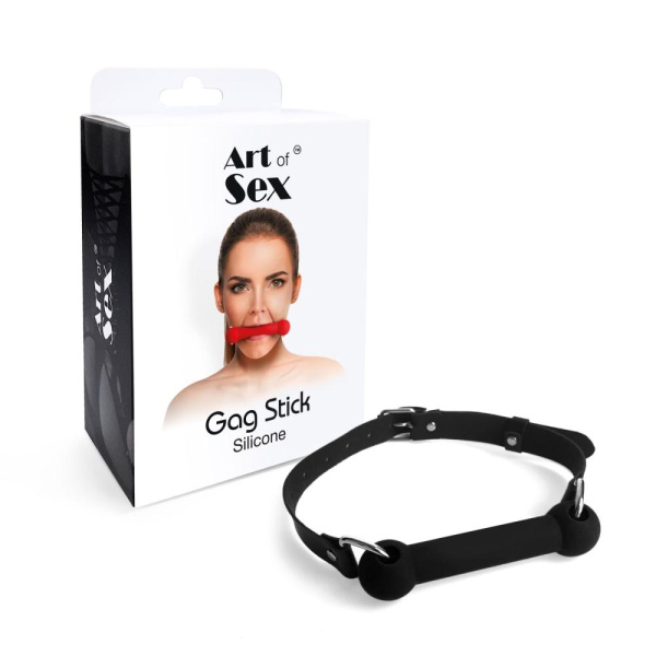 купить Кляп Палка, силикон и натуральная кожа, Art of Sex - Gag Stick Silicon, Черный