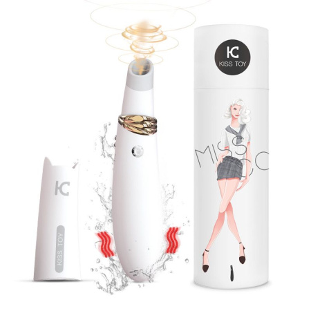 Вакуумний стимулятор з вібрацією KisToy Miss CC White, можна використовувати як вібратор, діам. 36мм