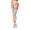 фото Эротические колготки-бодистокинг Passion S016 white, имитация ажурных с доступом трусиков и чулок