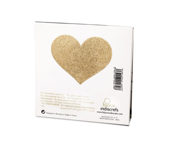 купить Пэстис - стикини Bijoux Indiscrets - Flash Heart Gold, наклеки на соски
