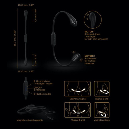фото Вибратор на гибкой сцепке со стимуляцией пальчиком Dorcel DUAL EXPLORER  || фото Вібратор на гнучкому зчепленні зі стимуляцією пальчиком Dorcel DUAL EXPLORER 